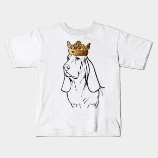 Basset Hound Dog King Queen Wearing Crown Kids T-Shirt